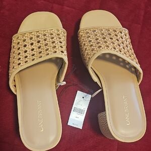 Lane Bryant Tan Mules with Geometric Design